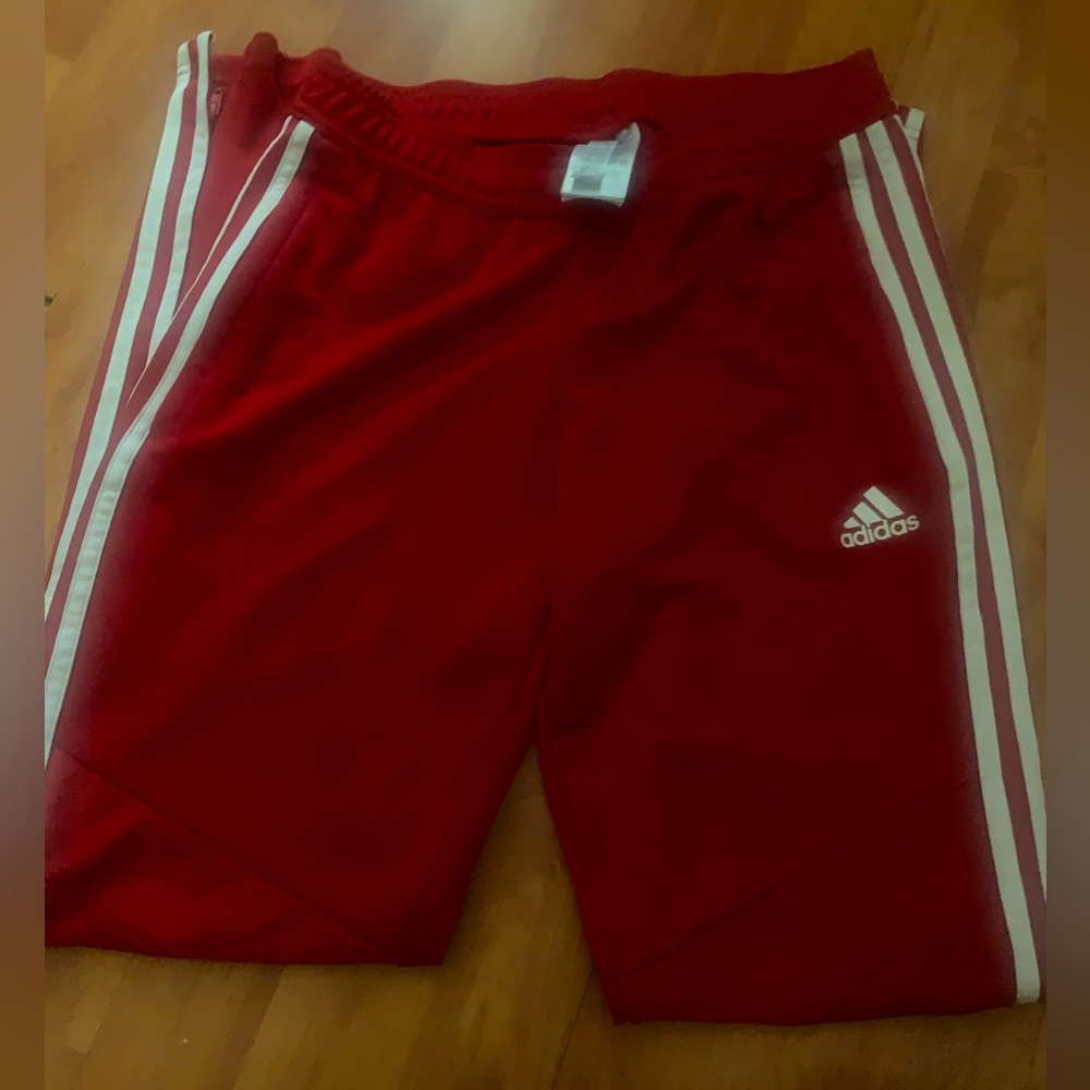 Adidas climacool red pants with white stripes